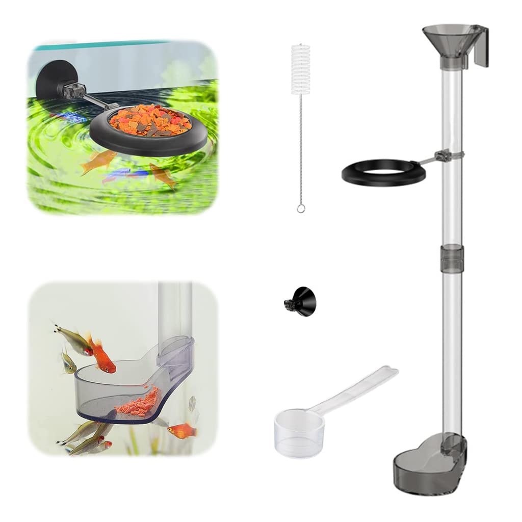 Qpets 14.7''/37.5cm Adjustable Height Fish Tank Fish Feeder Tube Set with Funnel & Fish Feeding Ring, Fish Tank Fish Feeder Aquarium Feed Tube Qpets 14.7''/37.5cm Adjustable Height Fish Tank Fish Feeder Tube Set with Funnel & Fish Feeding Ring, Fish Tank Fish Feeder Aquarium Feed Tube